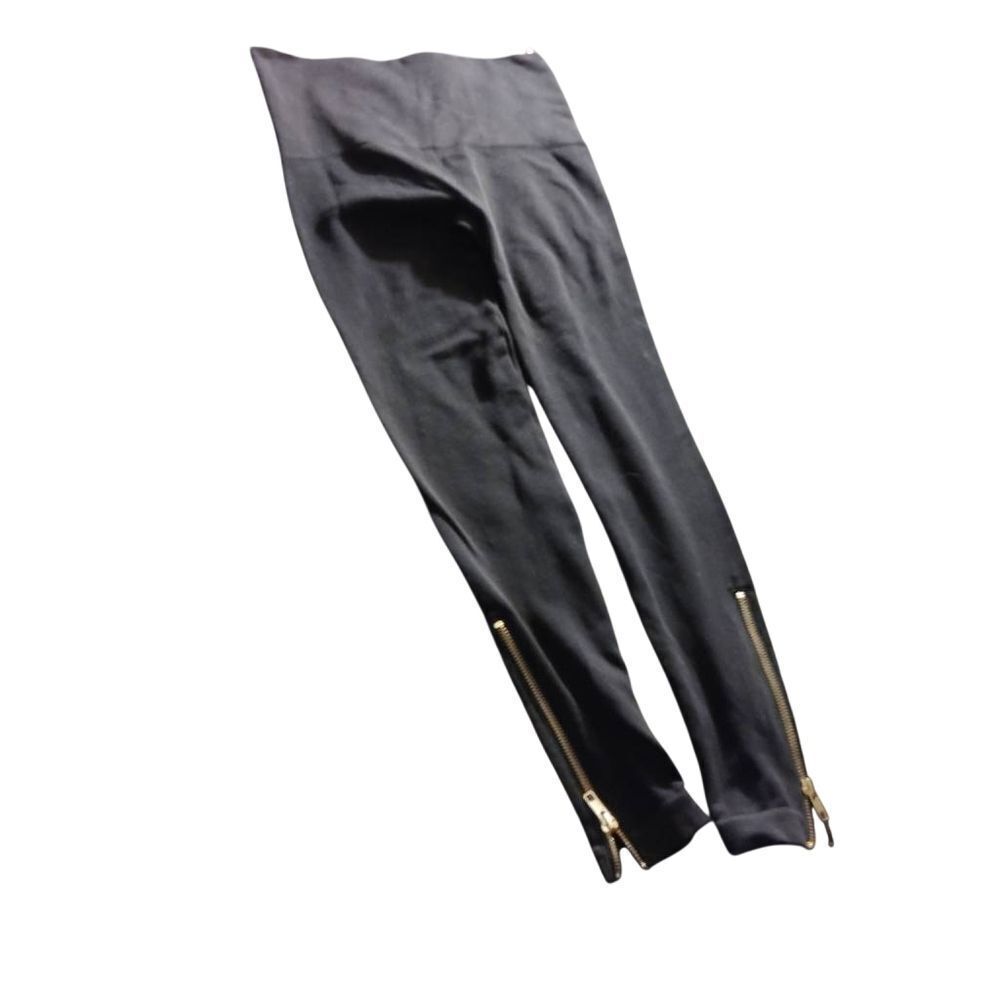 SPANX Black Leggings with Gold (329)Zippers